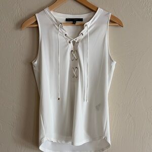 White House Black Market White Lace-Up Sleeveless Top. Worn Once.